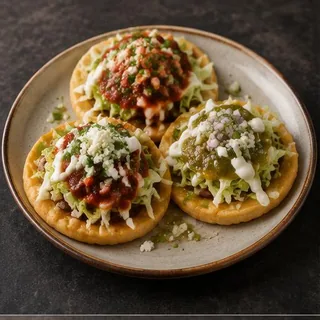 Chalupas — AI-generated representative photos — not photographs of Eduar2’s actual dishes.