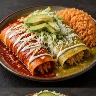 Enchiladas — AI-generated representative photos — not photographs of Eduar2’s actual dishes.
